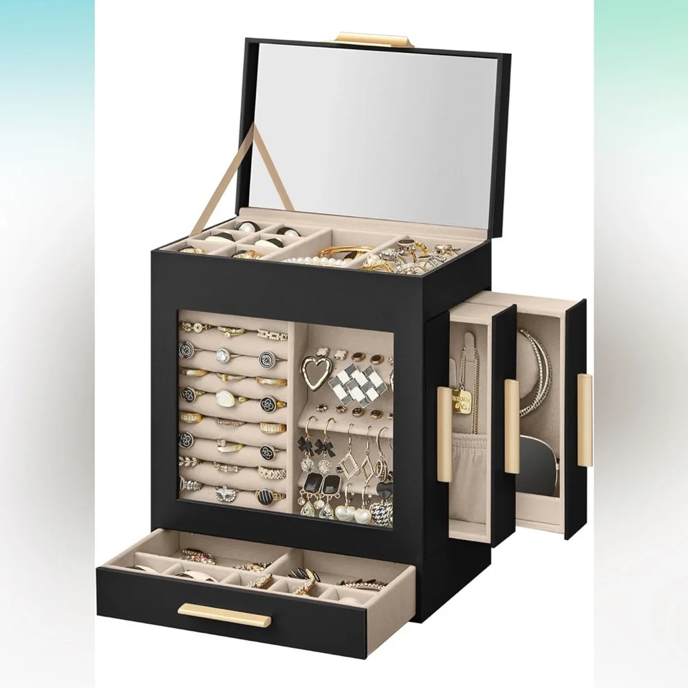 Black Jewelry Box with glass window